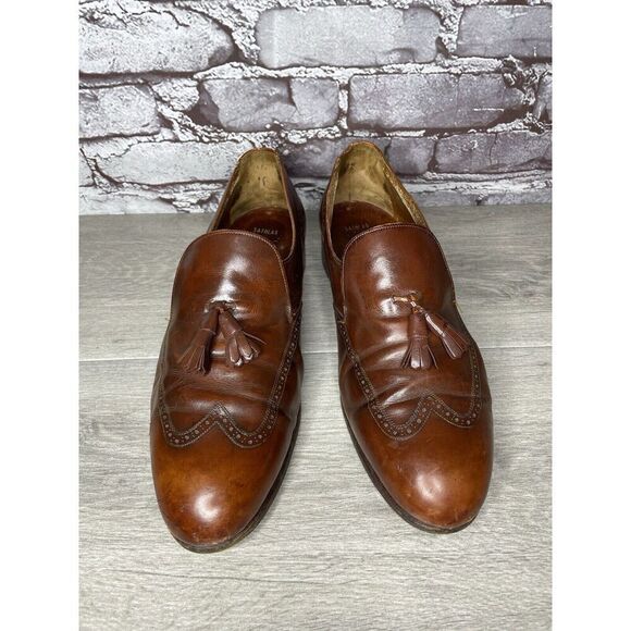 Bally Satolas Brown Leather Wingtip Tassel Loafer Dress Shoes Men Sz 10M US/43EU - Picture 2 of 16